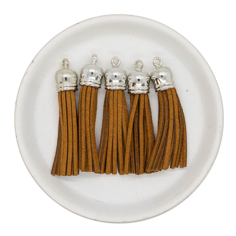 Tawny Brown Tassel w/Silver Cap 50mm (Package of 5)