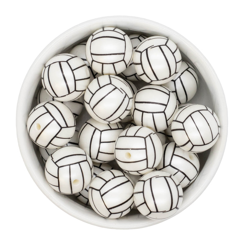 Volleyball Printed Beads 20mm (Package of 10)