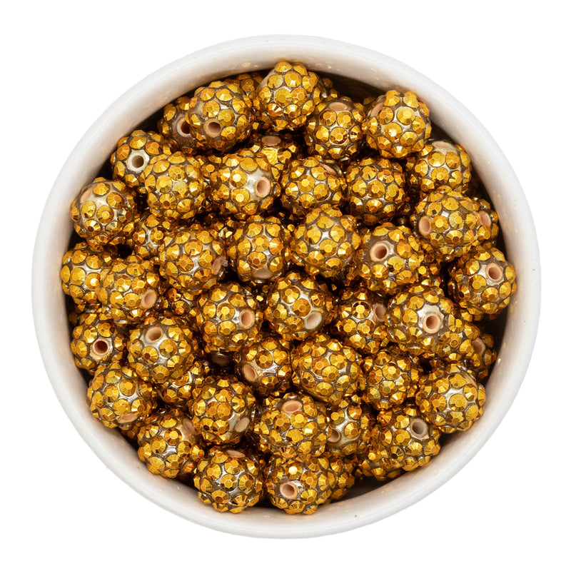 Gold Rhinestone Beads 12mm