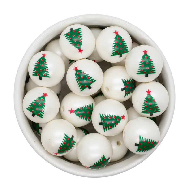 Christmas Tree Printed Beads 20mm (Package of 20)