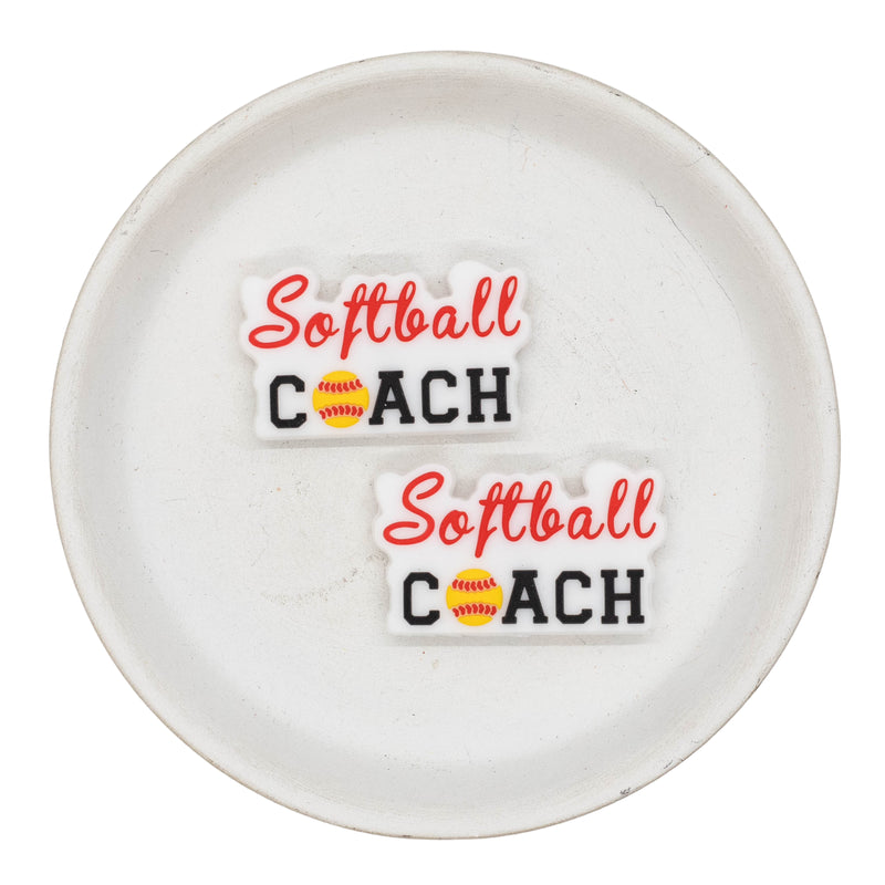 Softball Coach Silicone Focal Bead 39x23mm (Package of 2)
