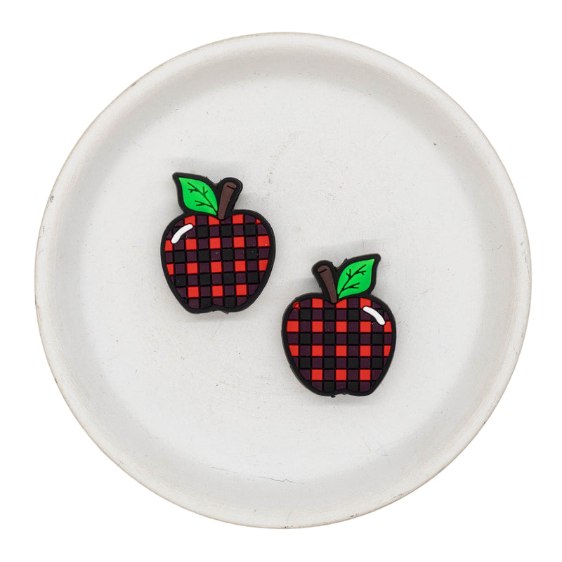 Buffalo Plaid Apple Silicone Focal Bead 24x29mm (Package of 2)