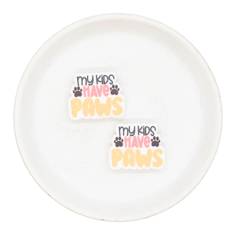 My Kids Have Paws Silicone Focal Bead 23x28mm (Package of 2)
