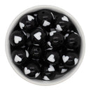 Black & White Heart Beads 20mm (Package of 10)