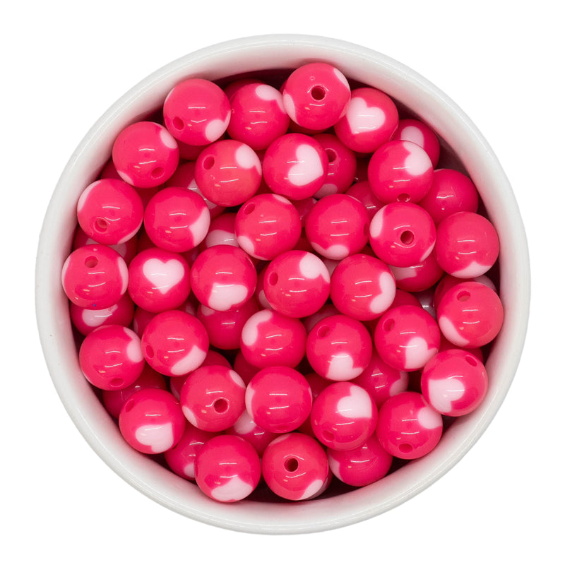 Fuchsia & Light Pink Heart Beads 12mm