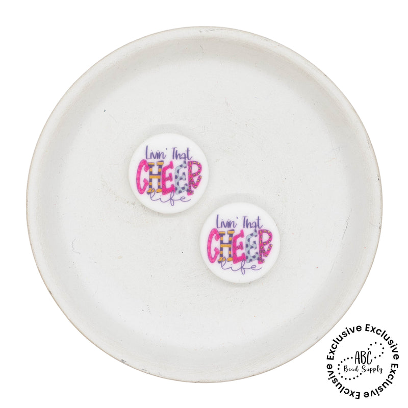 Livin' That Cheer Life Printed Silicone Focal Bead 24mm (Package of 2)