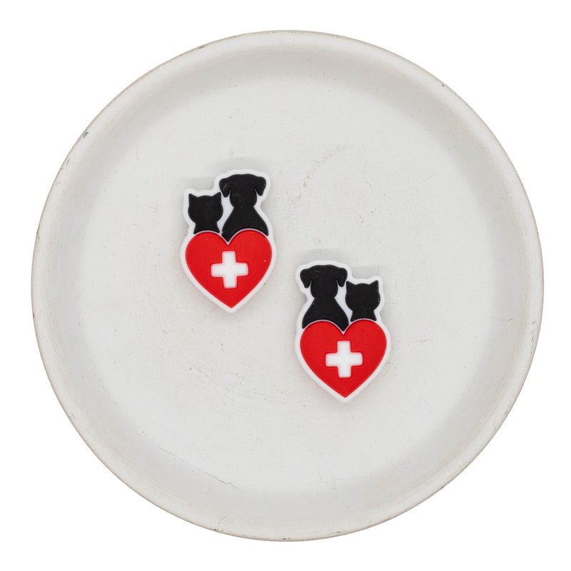 Cat & Dog Veterinary Love Silicone Focal Bead 29x20mm (Package of 2)