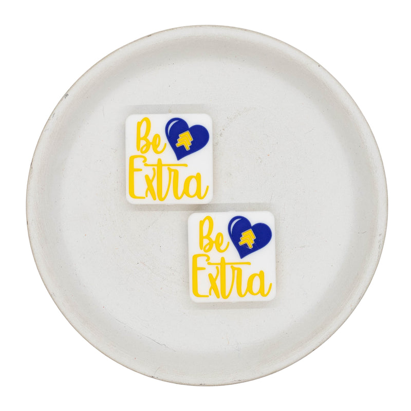 Be Extra (Down Syndrome Awareness) Silicone Focal Bead 26x25mm (Package of 2)