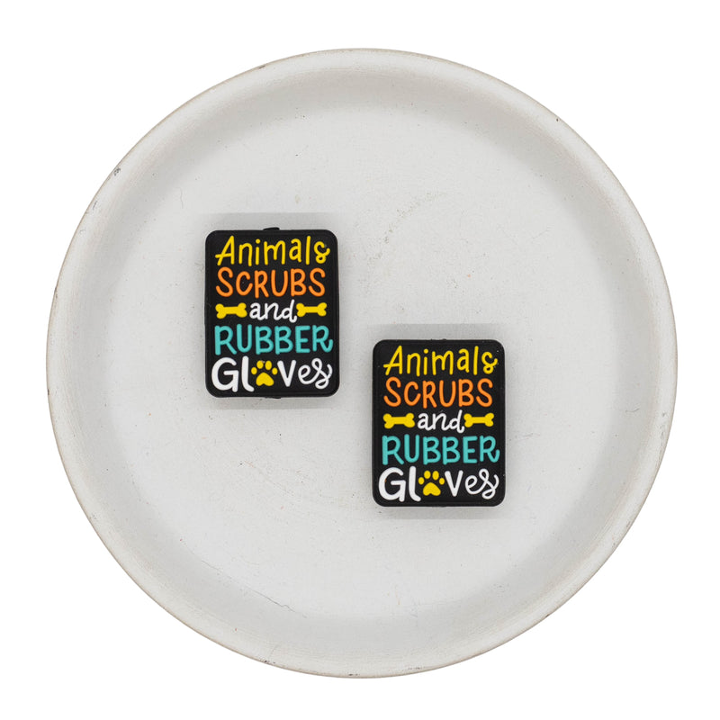 Animals Scrubs and Rubber Gloves Silicone Focal Bead 28x22mm (Package of 2)