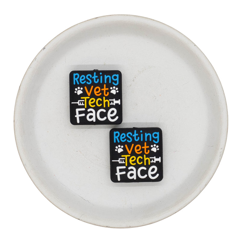 Resting Vet Tech Face Silicone Focal Bead 27x26mm (Package of 2)
