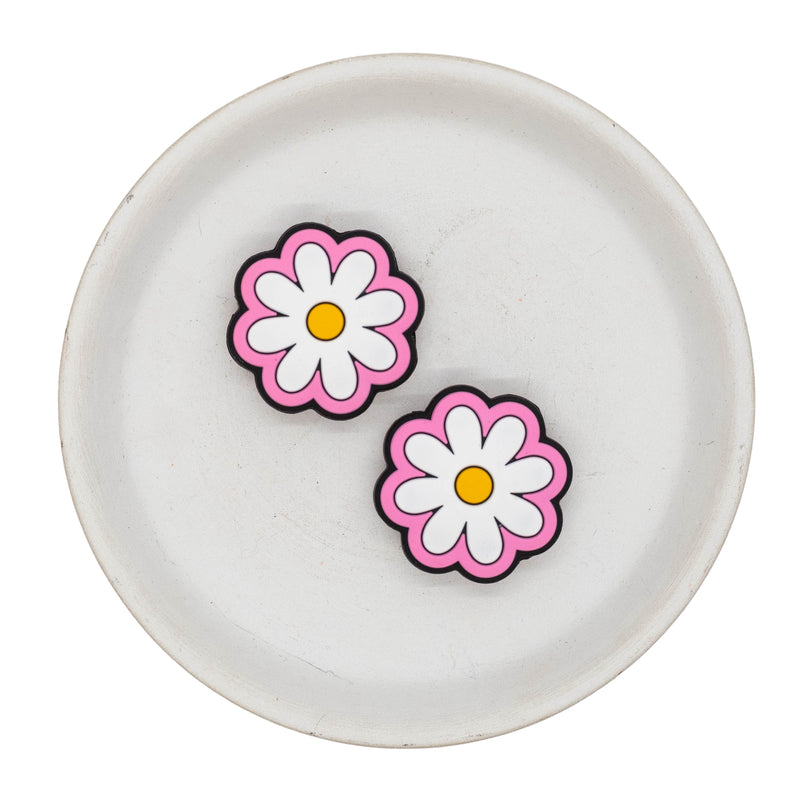 Daisy with Pink Border Silicone Focal Bead 29mm (Package of 2)