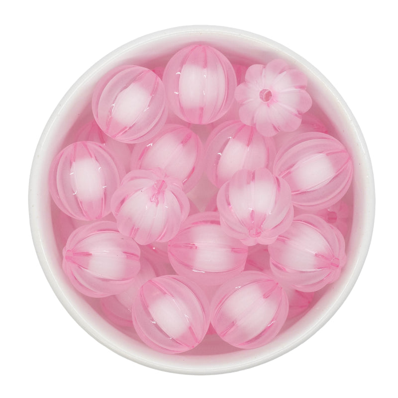 Light Pink Frosted Pumpkin Beads 20mm (Package of 10)