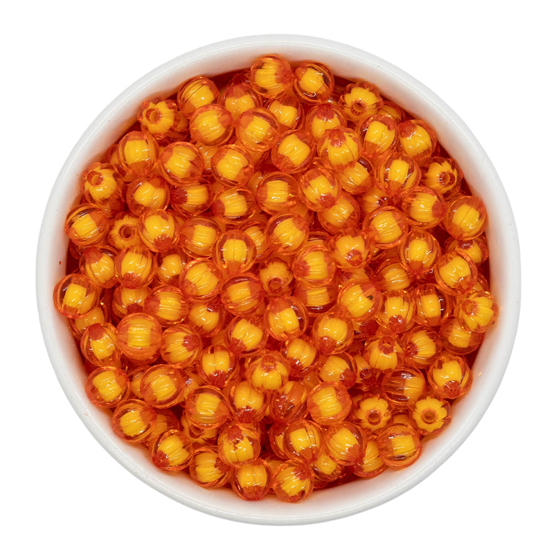 Orange Translucent Pumpkin w/White Core Beads 8mm (Package of Approx. 50 Beads)