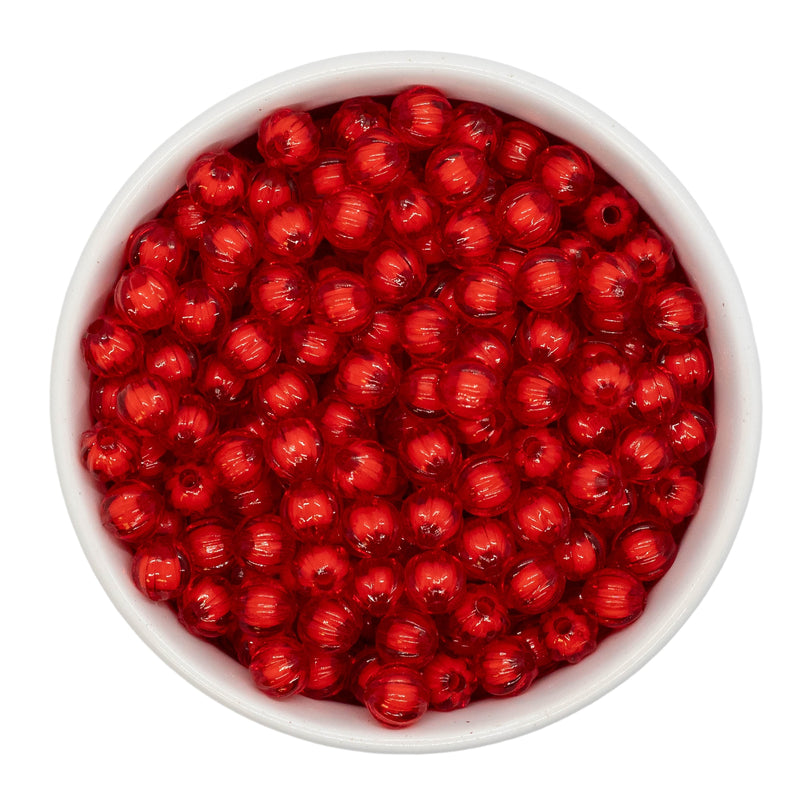 Red Translucent Pumpkin w/White Core Beads 8mm (Package of Approx. 50 Beads)