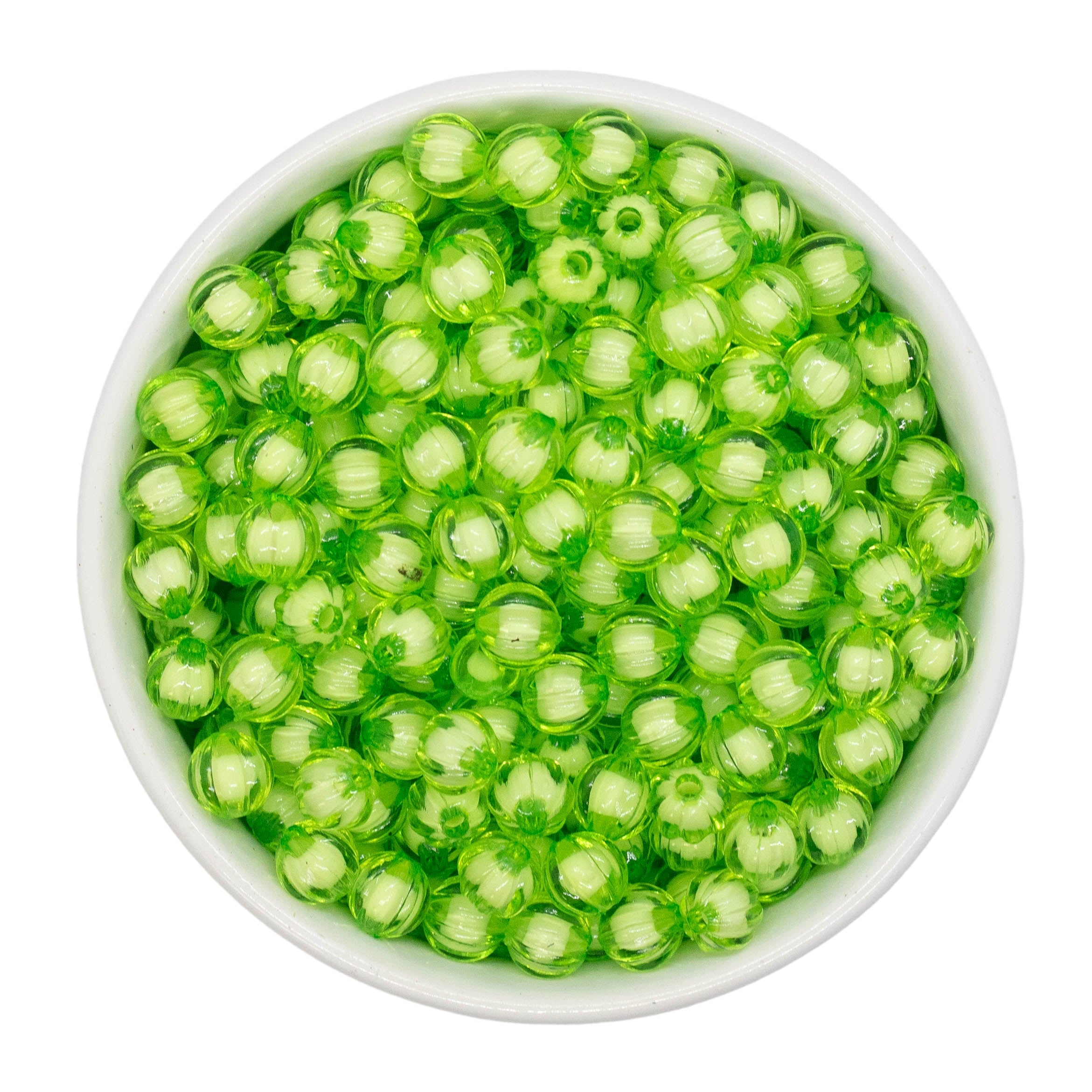 Lime Green Translucent Pumpkin w/White Core Beads 8mm (Package of Appr