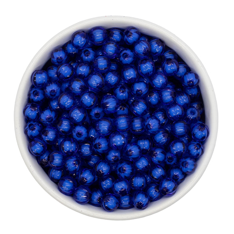 Royal Blue Translucent Pumpkin w/White Core Beads 8mm (Package of Approx. 50 Beads)