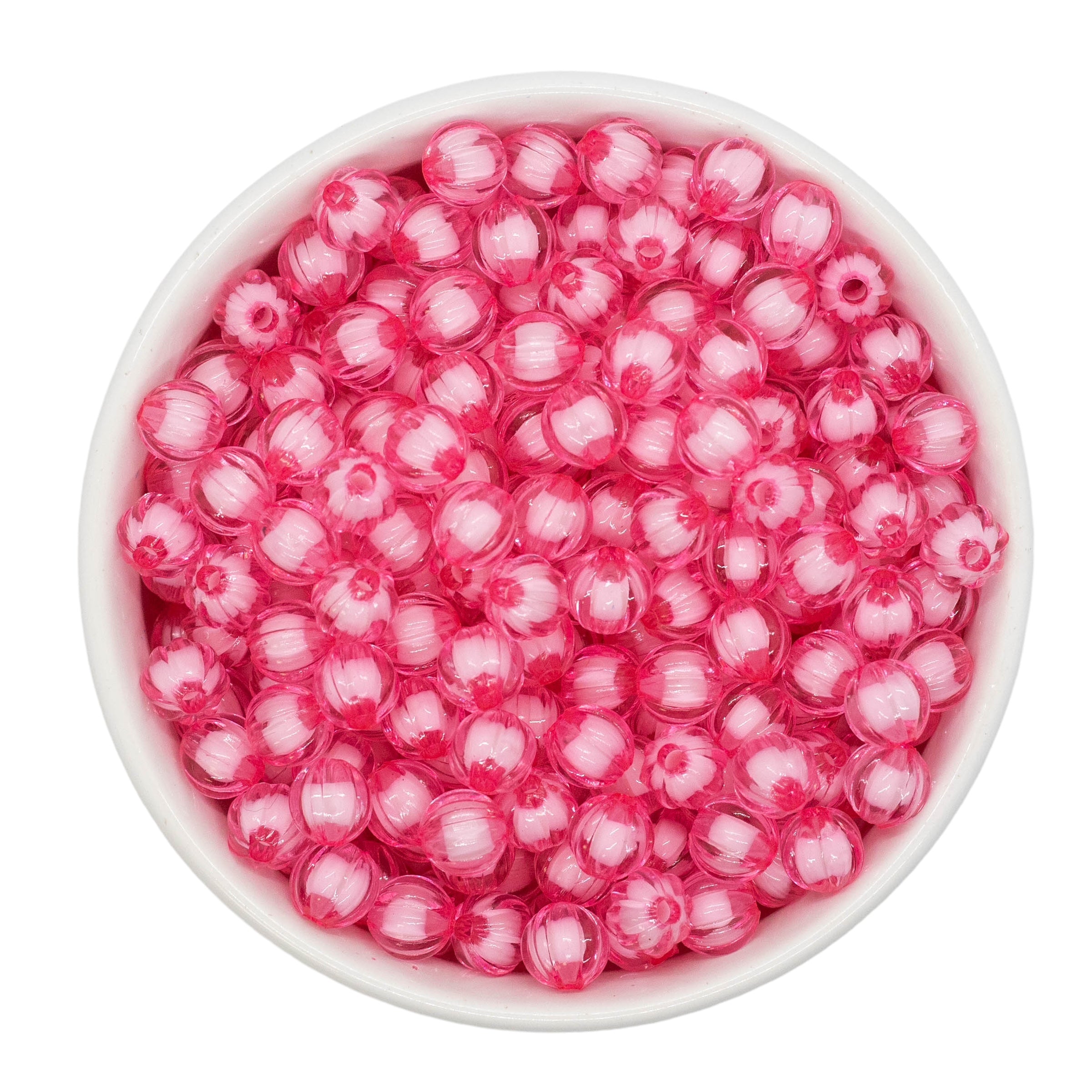 Ballet Pink Translucent Pumpkin w/White Core Beads 8mm (Package of App