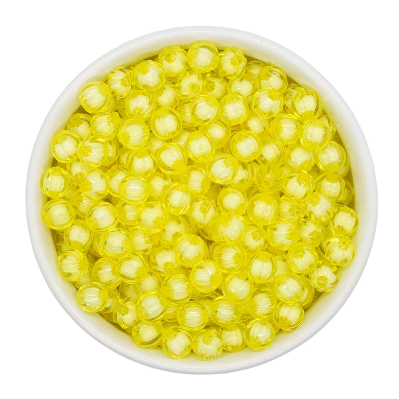 Daffodil Translucent Pumpkin w/White Core Beads 8mm (Package of Approx. 50 Beads)