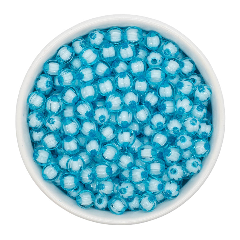Turquoise Translucent Pumpkin w/White Core Beads 8mm (Package of Approx. 50 Beads)