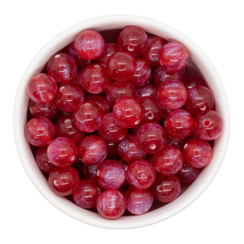 Hibiscus Red Cosmic Glitter Beads 12mm (Package of 20)