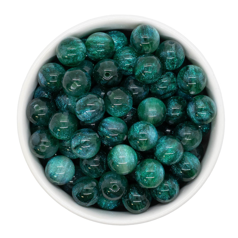 Emerald Green Cosmic Glitter Beads 12mm (Package of 20)