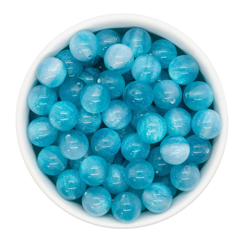 Turquoise Cosmic Glitter Beads 12mm (Package of 20)