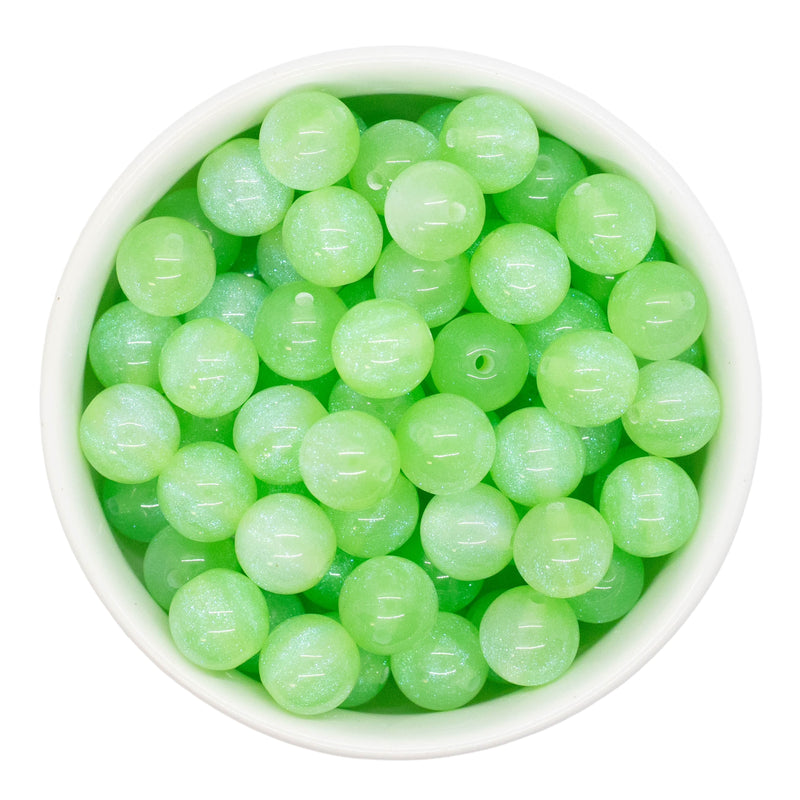 Lime Green Cosmic Glitter Beads 12mm (Package of 20)