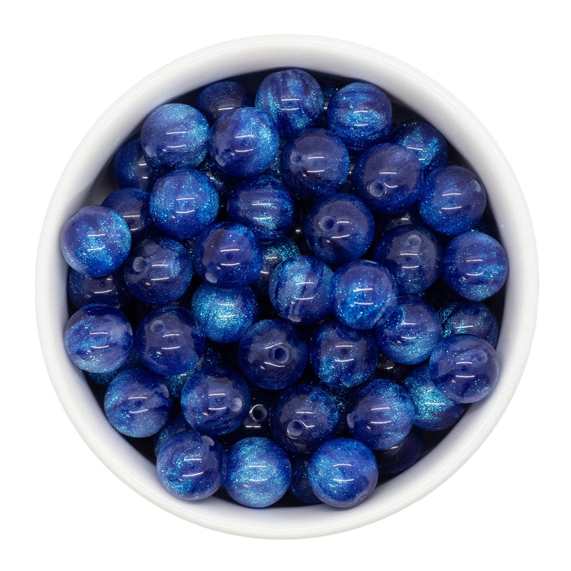 Royal Blue Cosmic Glitter Beads 12mm (Package of 20)