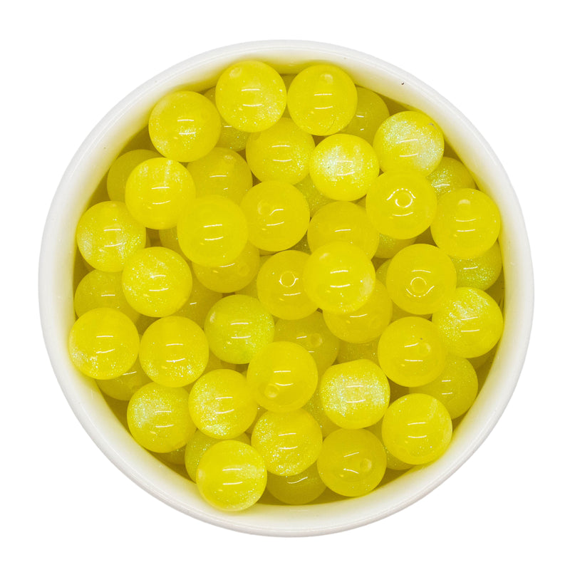 Yellow Cosmic Glitter Beads 12mm (Package of 20)
