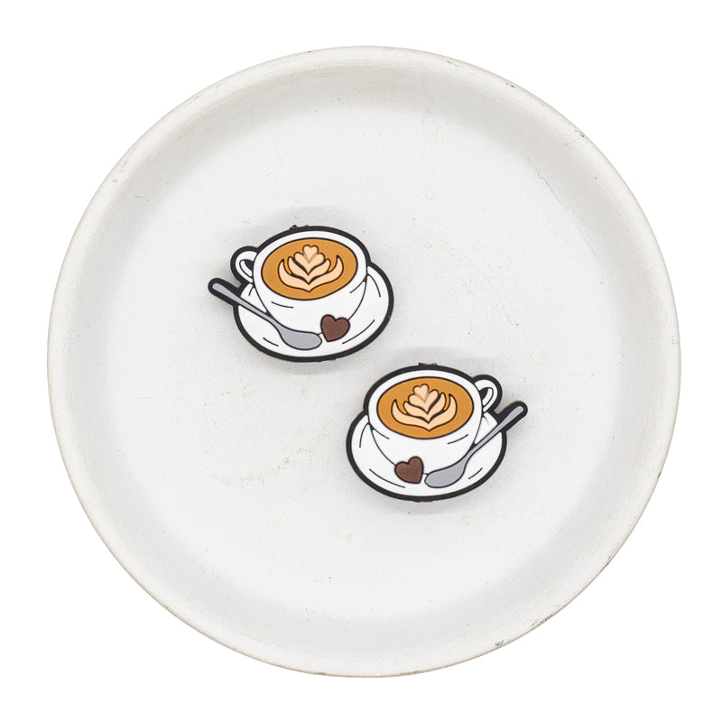 Coffee Mug on Saucer w/Spoon Silicone Focal Bead 22x30mm (Package of 2)