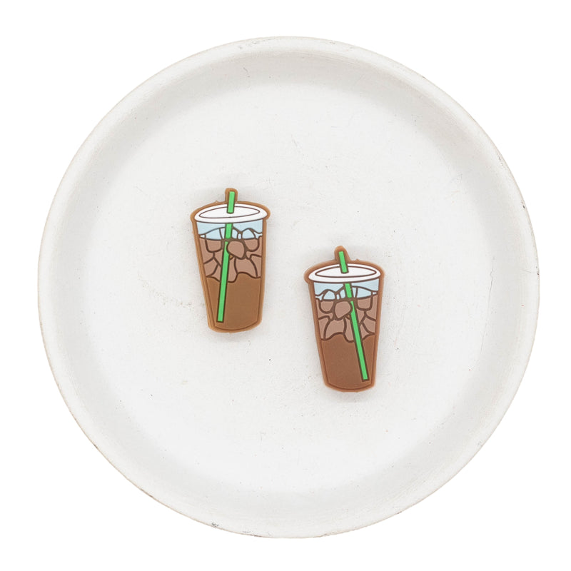 Iced Coffee w/Straw Silicone Focal Bead 30x16mm (Package of 2)