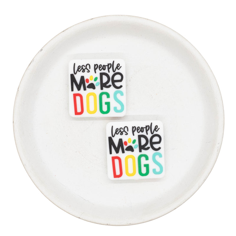Less People More Dogs Silicone Focal Bead 28mm (Package of 2)