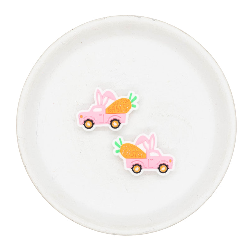 Happy Easter Pickup Truck Silicone Focal Bead 30x20mm