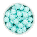 Fresh Mint w/White Stripe Printed Silicone Beads 15mm