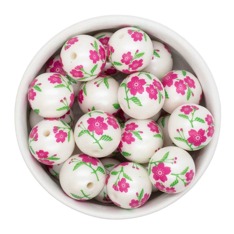 Blossoms Overlay Printed Beads 20mm (Package of 10)