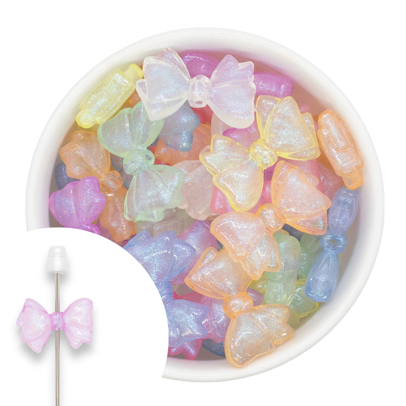 Pastel Translucent Shimmer Bow Assortment Beads 29x20mm