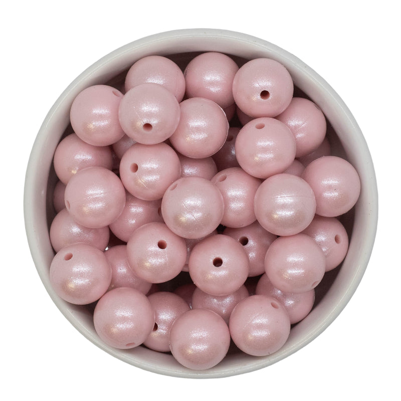 Powder Pink Shimmer Silicone Beads 15mm (Package of 10)