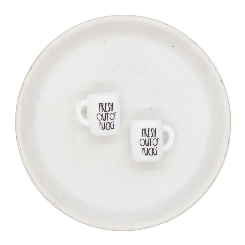 3-D Fresh Out of F*&!'s Printed Mug Silicone Focal Bead 20x22x16mm