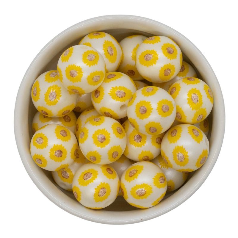 Dainty Sunflower Printed Beads 20mm
