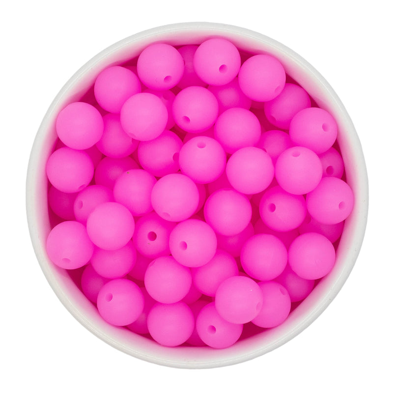 Neon Hot Pink Glow in the Dark Silicone Beads 12mm
