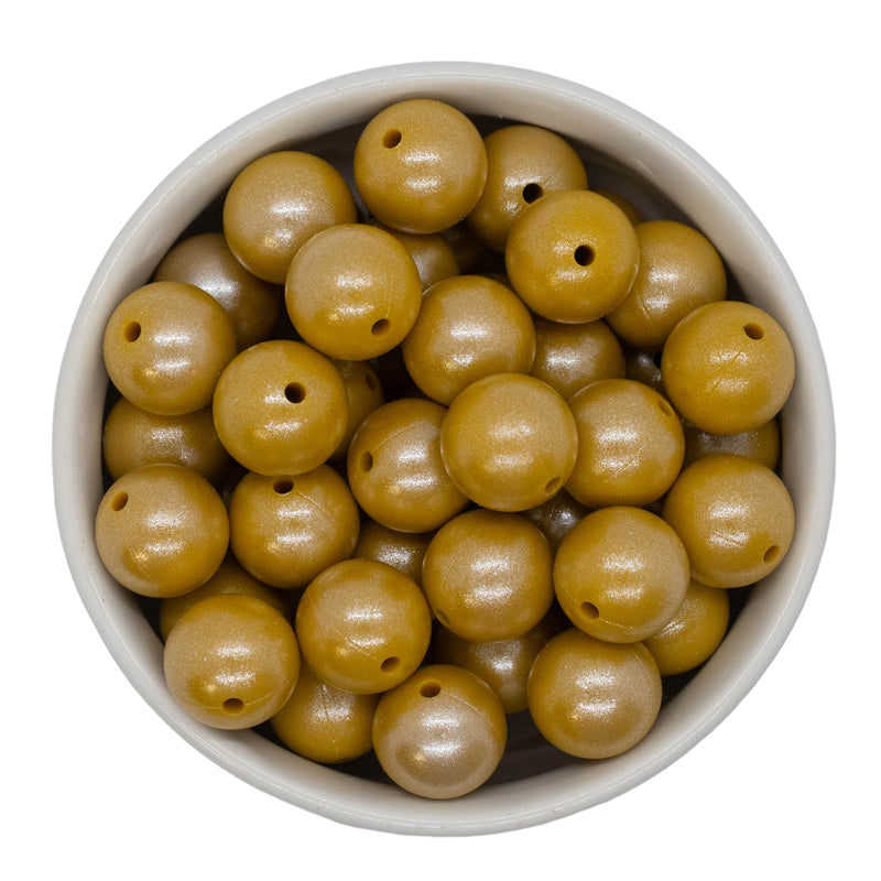 Mustard Shimmer Silicone Beads 15mm (Package of 10)