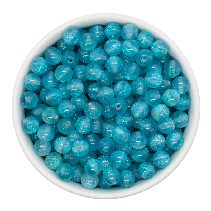 Turquoise Cosmic Glitter Beads 8mm