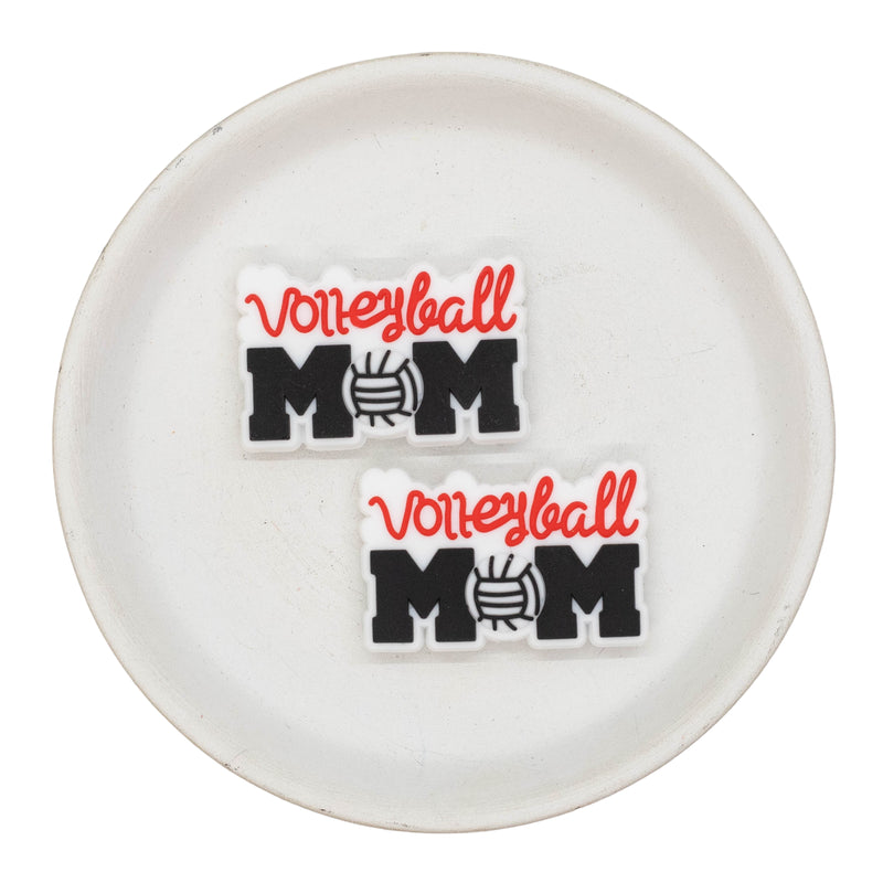 Volleyball Mom Silicone Focal Bead 39x24mm (Package of 2)