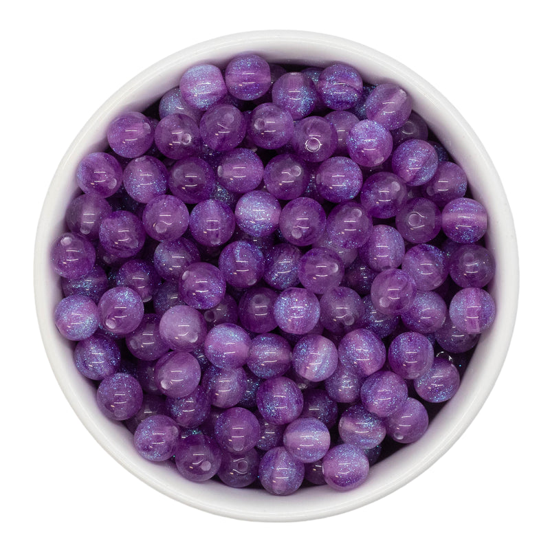 Violet Cosmic Glitter Beads 8mm (Package of Approx. 50 Beads)