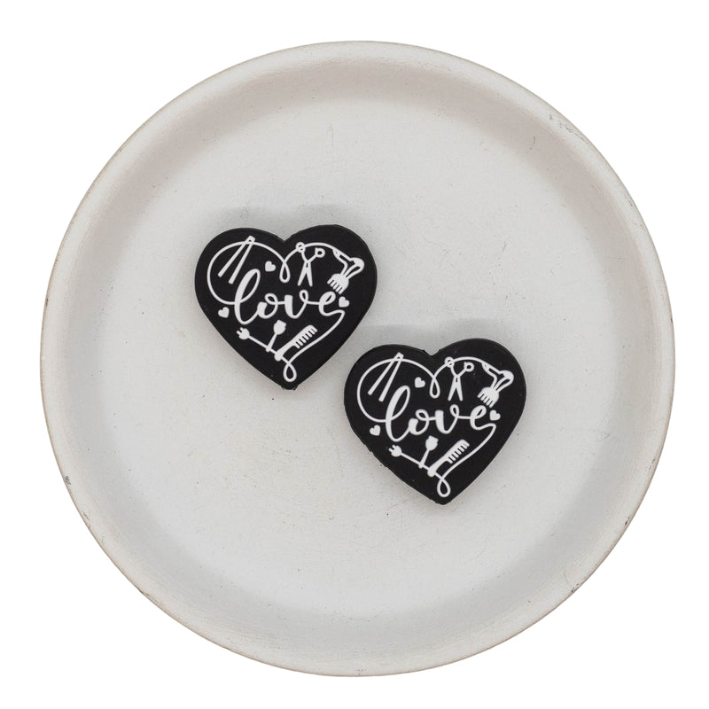 White Love Hairdresser Supplies Silicone Focal Bead 27x30mm (Package of 2)