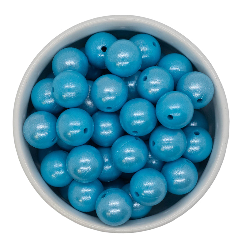 Olympic Blue Shimmer Silicone Beads 15mm