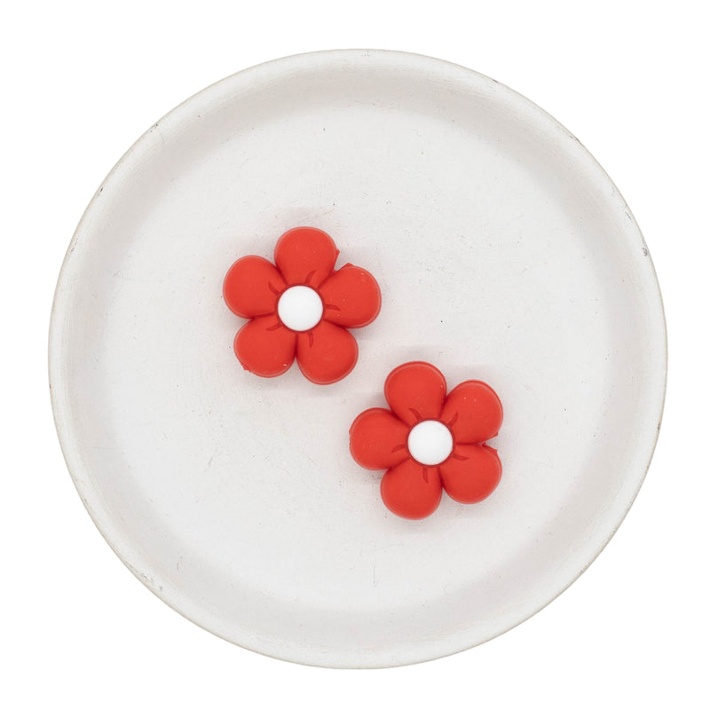 Red Forget Me Not Silicone Focal Bead 26mm