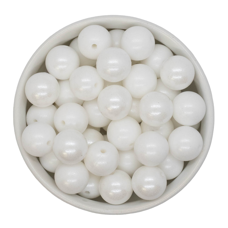 Pure White Shimmer Silicone Beads 15mm (Package of 10)