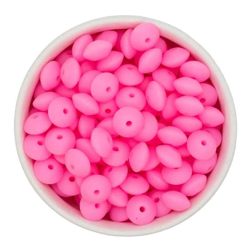 Glow in the Dark Neon Light Pink Silicone Lentil Beads 7x12mm (Package of 20)