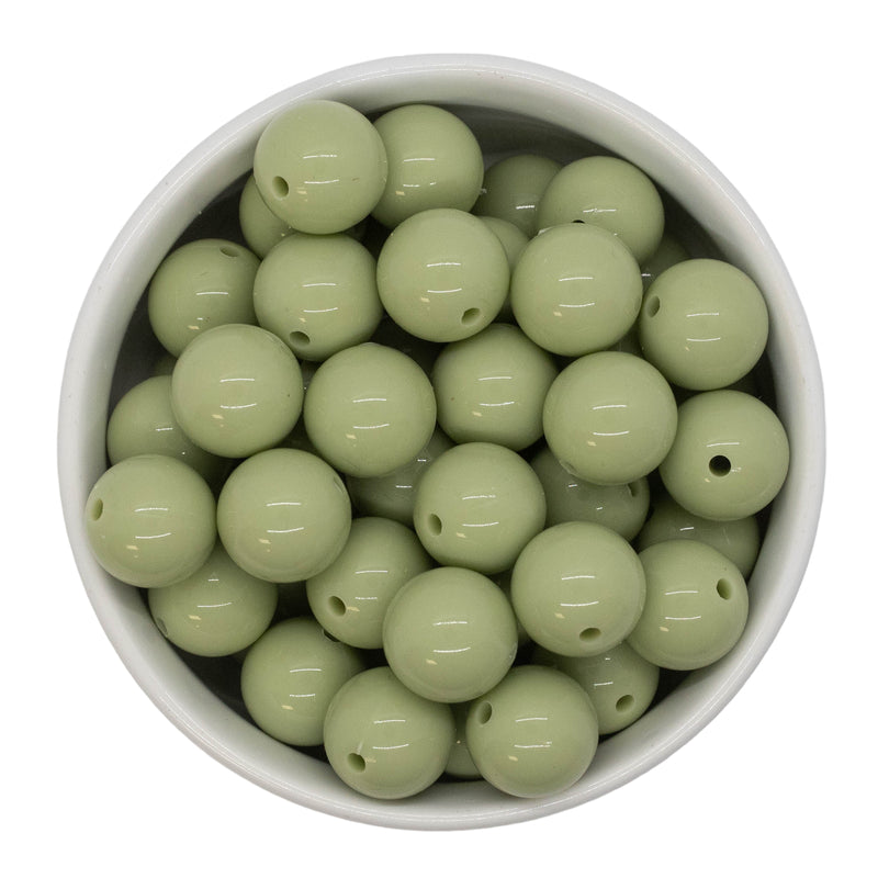 Sage Green High Shine Silicone Beads 15mm